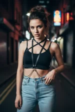 Black Women's Belt Faux Leather Cross Strap Body Belt - SH52 - Image 4