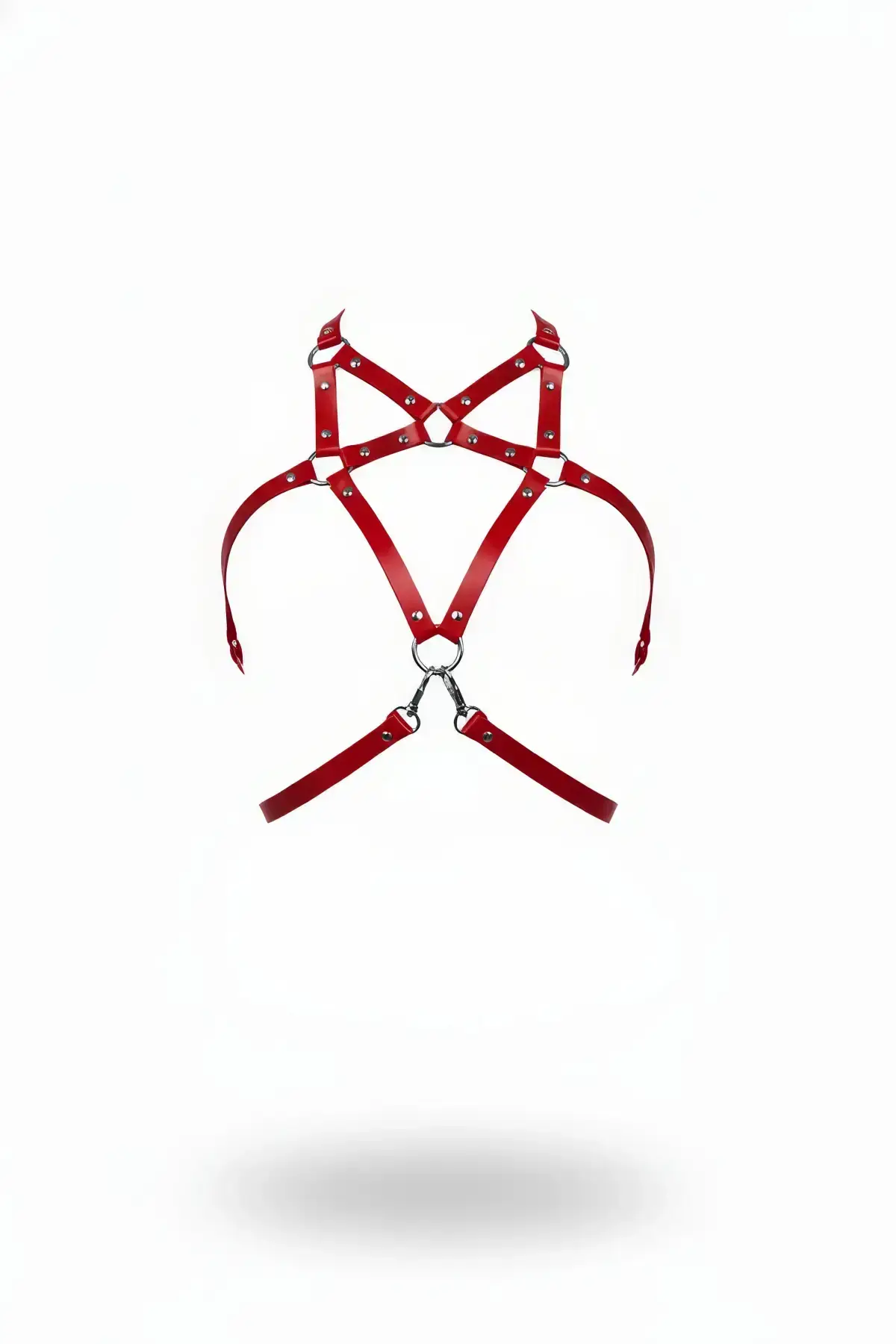 Red Women's Leather Belt with Metal Ring Detail Body Accessory - SH108