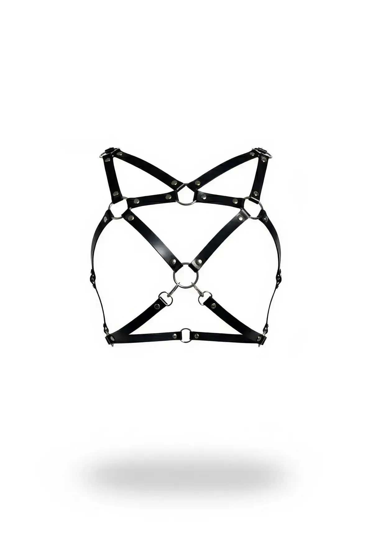 Black Women's Belt with Metal Ring Detail Crossbody Accessory - SH109