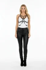 Black Women's Belt with Leather Ring Detail Body Accessory - SH110