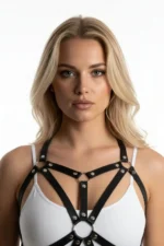 Black Women's Belt with Leather Ring Detail Body Accessory - SH110 - Image 3