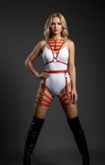 Red Harness Set with Cage Detail and Metal Ring Accessory - SH113 - Image 8