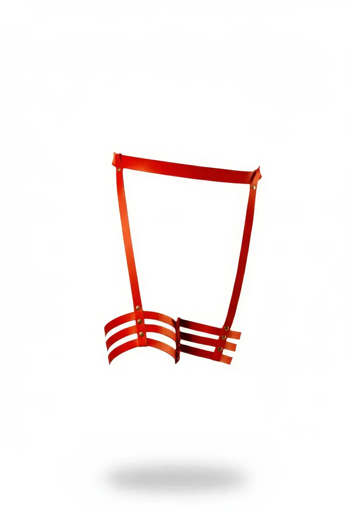 Red Garter Harness Leather Leg Accessory with Stud Detail - SH129