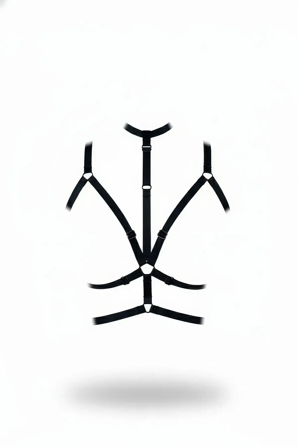 Black Chest Harness with Adjustable Elastic Cage Detail - SH137