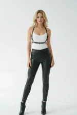 Black Women's Leather Belt with Buckle Accessory - SH155