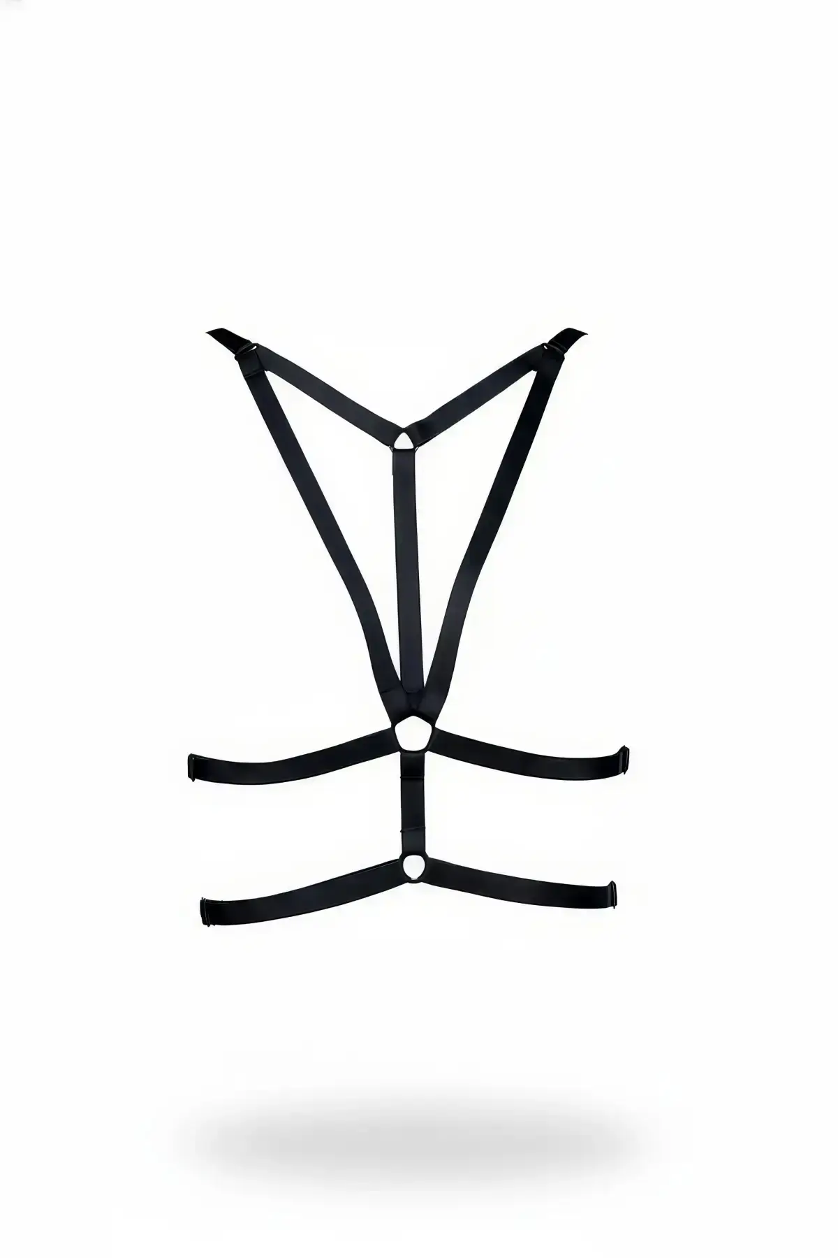 Black Chest Harness with Metal Ring Detail and Adjustable Band - SH163