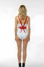 Red Women's Belt with Bow Detail on Back, Thin Leather - SH177 - Image 4