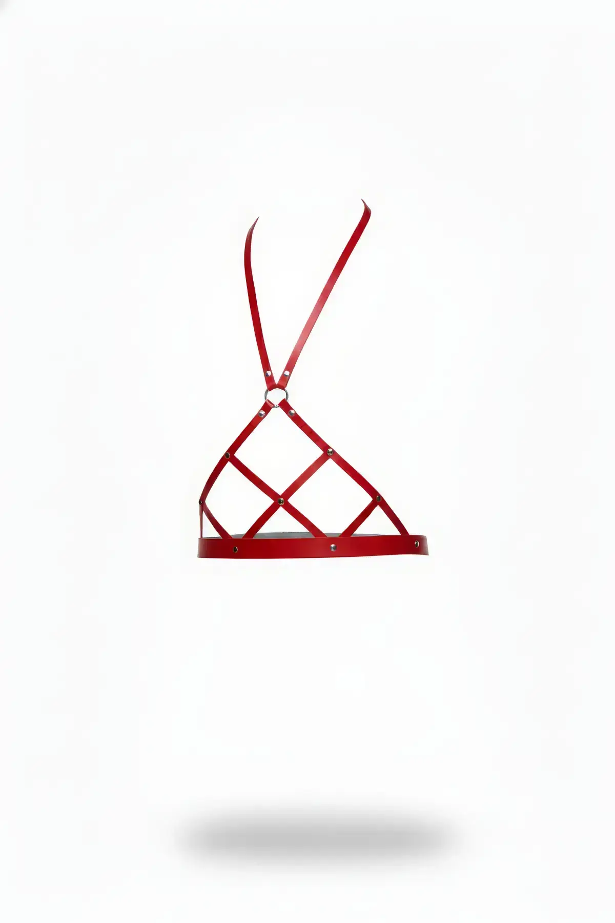 Red Women's Leather Cross Cage Body Belt - SH187