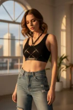 Black Women's Belt Cross Faux Leather Body Accessory - SH187 - Image 3