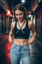 Black Women's Belt Cross Faux Leather Body Accessory - SH187 - Image 4