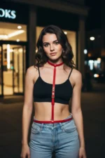 Red Women's Belt, Thin Leather, Multi-Strap Body Accessory - SH188 - Image 4