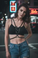 Black Women's Belt with Stud Detail, Multi-Strap Body Accessory - SH192 - Image 4