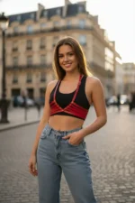 Red Women's Leather Studded Body Binding Belt - SH199