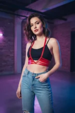 Red Women's Leather Studded Body Binding Belt - SH199 - Image 2