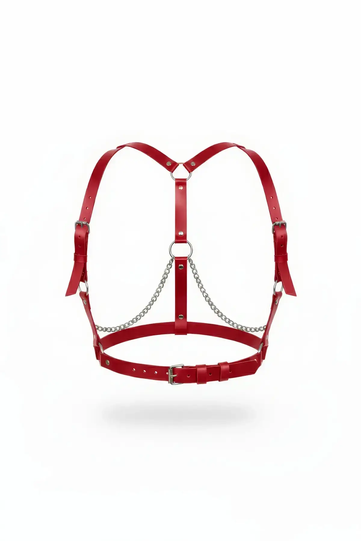 Red Women's Belt with Chain Detail, Shoulder and Body Belt - SH215