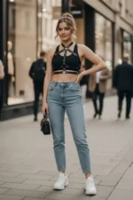 Black Women's Belt with Multi-Band Ring Detail Body Accessory - SH218 - Image 5