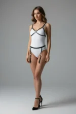 Black Harness Set with Metal Ring Leg Bands - SH228 - Image 3