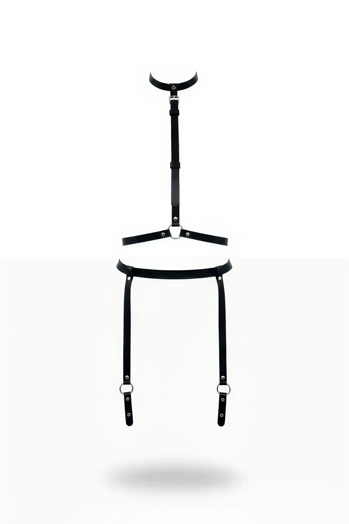 Black Harness Set with Leather Neck Strap Body Accessory - SH230