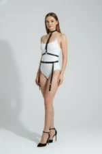 Black Harness Set Leather Body Accessory with Ring Detail - SH230