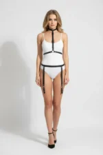 Black Harness Set Leather Body Accessory with Ring Detail - SH230 - Image 2