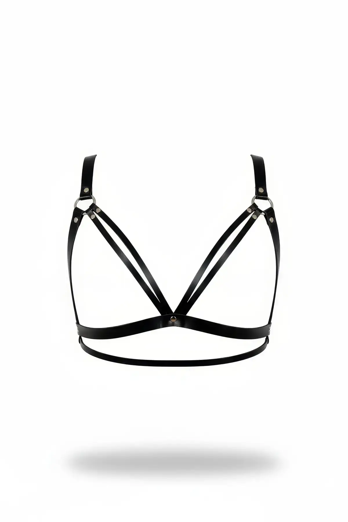 Black Chest Harness Faux Leather Ring Body Accessory - SH238