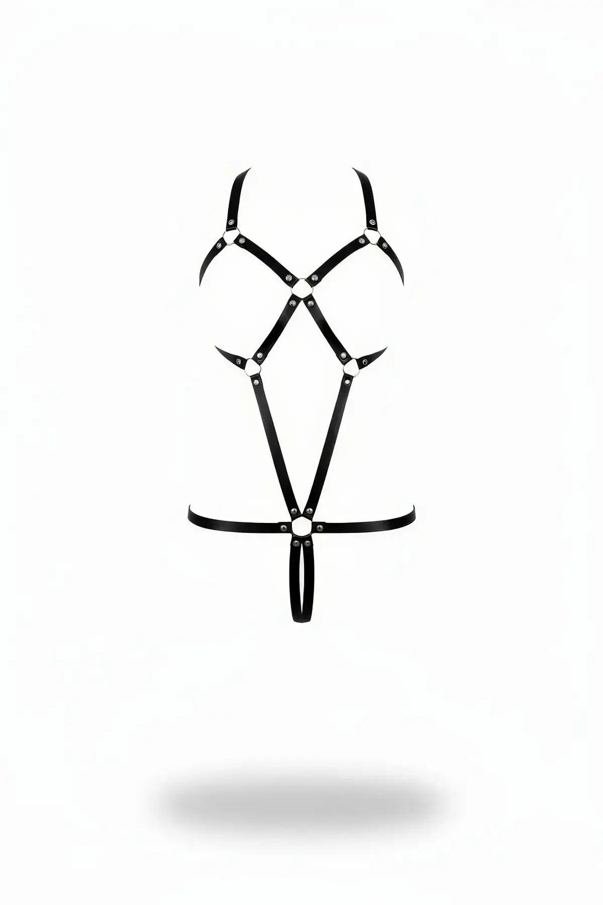 Black Body Harness with Metal Rings Crossbody Strap - SH240