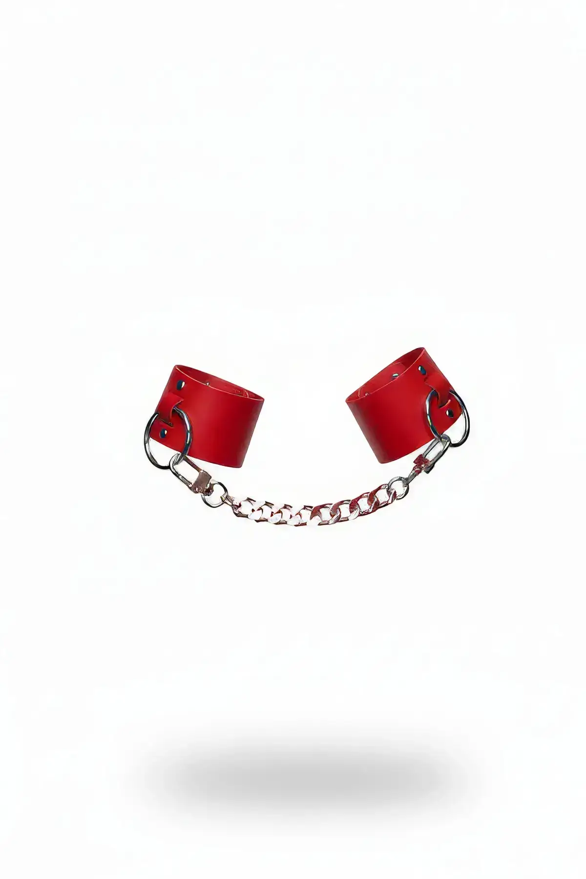 Red Whip - Handcuff Chain Link Leather Bracelet - SH269