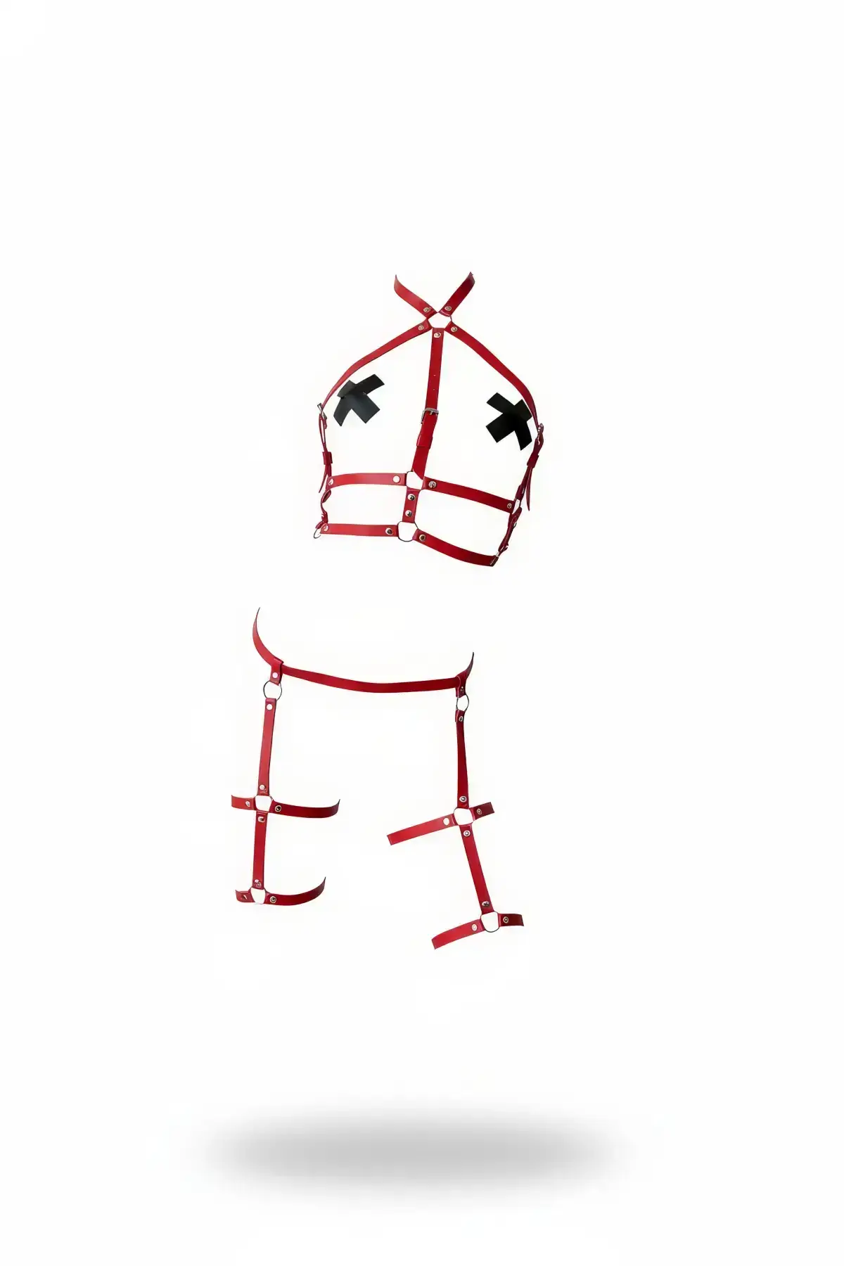 Red Harness Set Leather Halter Neck Body Harness - SH272