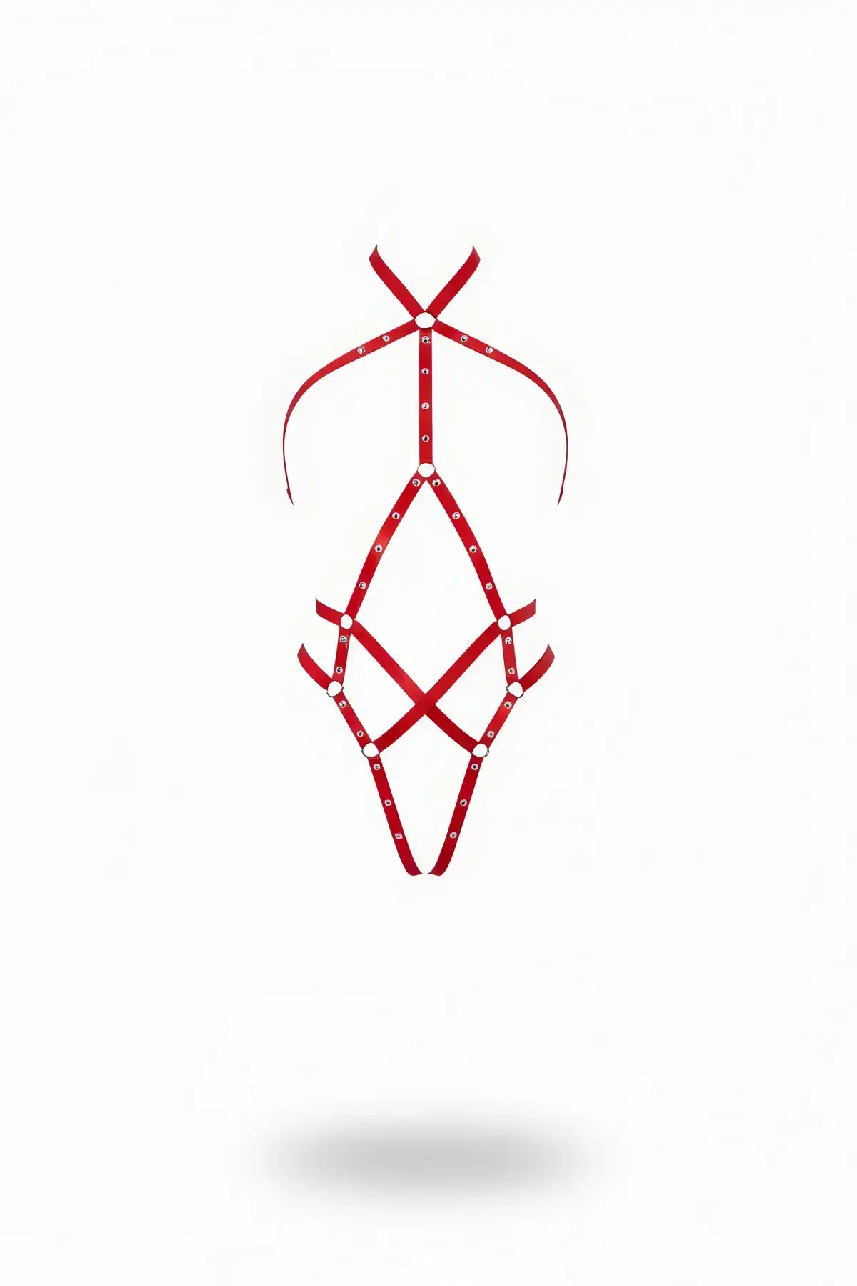 Red Body Harness with Metal Rings - SH295