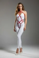 Red Body Harness Shiny Leather Crossbody Accessory - SH295 - Image 3