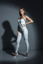 Black Leather Body Harness with Cross Buckle Detail - SH295