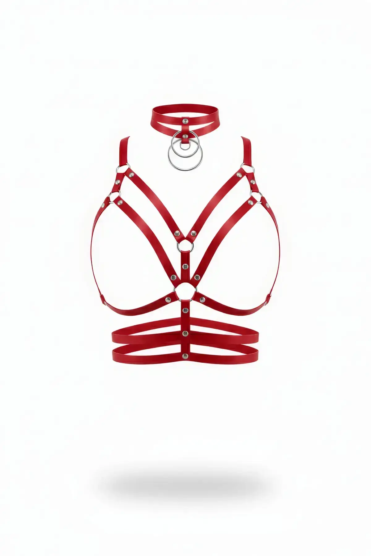 Red Women's Belt with Leather Ring Detail Body Accessory - SH296