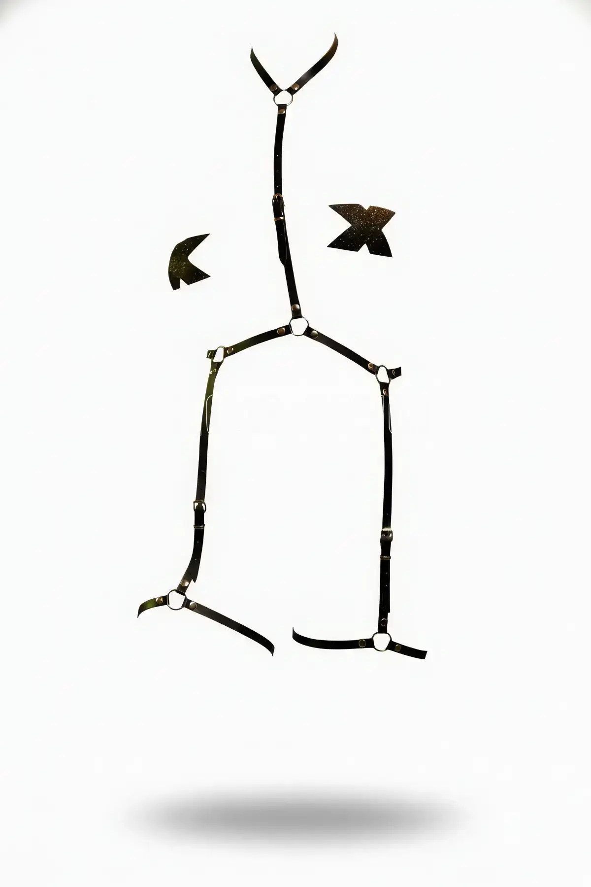 Black Garter Harness Leather Body-Mounted Adjustable - SH317