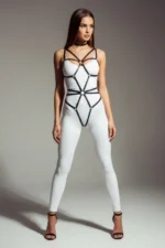 Black Faux Leather Body Harness with O-Ring Detail - SH338 - Image 4