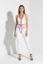 Red Body Harness Leather Body Accessory with Ring Detail - SH339 - Image 4