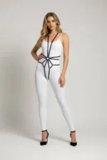 Black Body Harness with Faux Leather Strap and Waist Accent - SH339 - Image 2