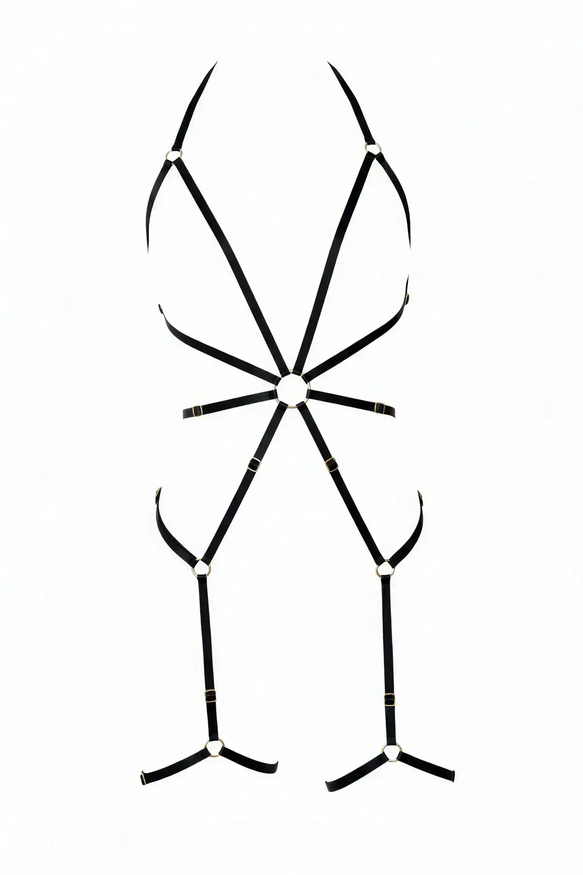 Black Full Body Harness with Metal Ring Details - SH360