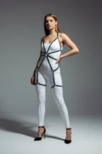 Black Women's Body Harness with Cage Detail Full Body Accessory - SH360