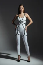 Black Women's Body Harness with Cage Detail Full Body Accessory - SH360 - Image 3