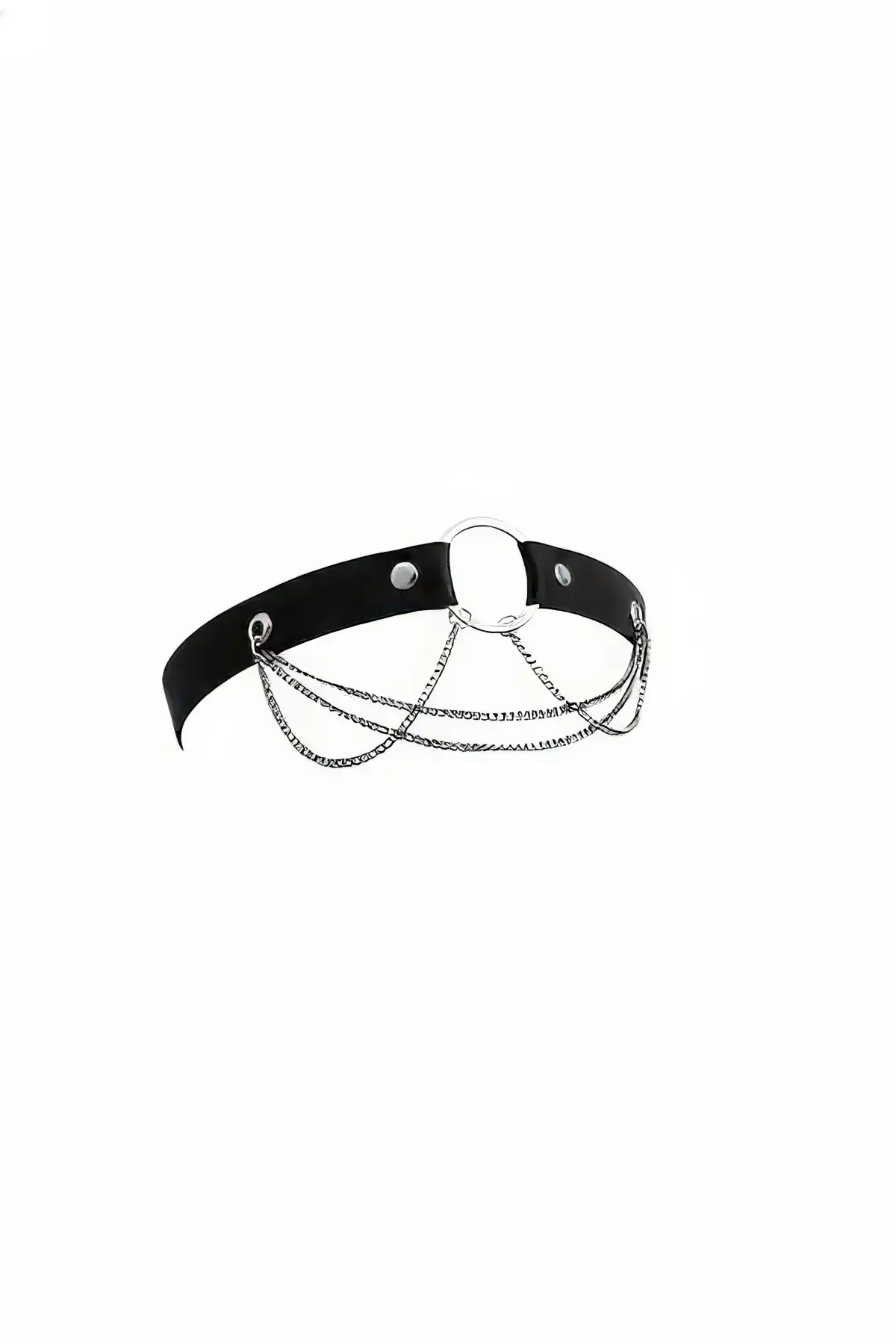 Black Women's Belt with Chain Detail and Metal Link - SH395