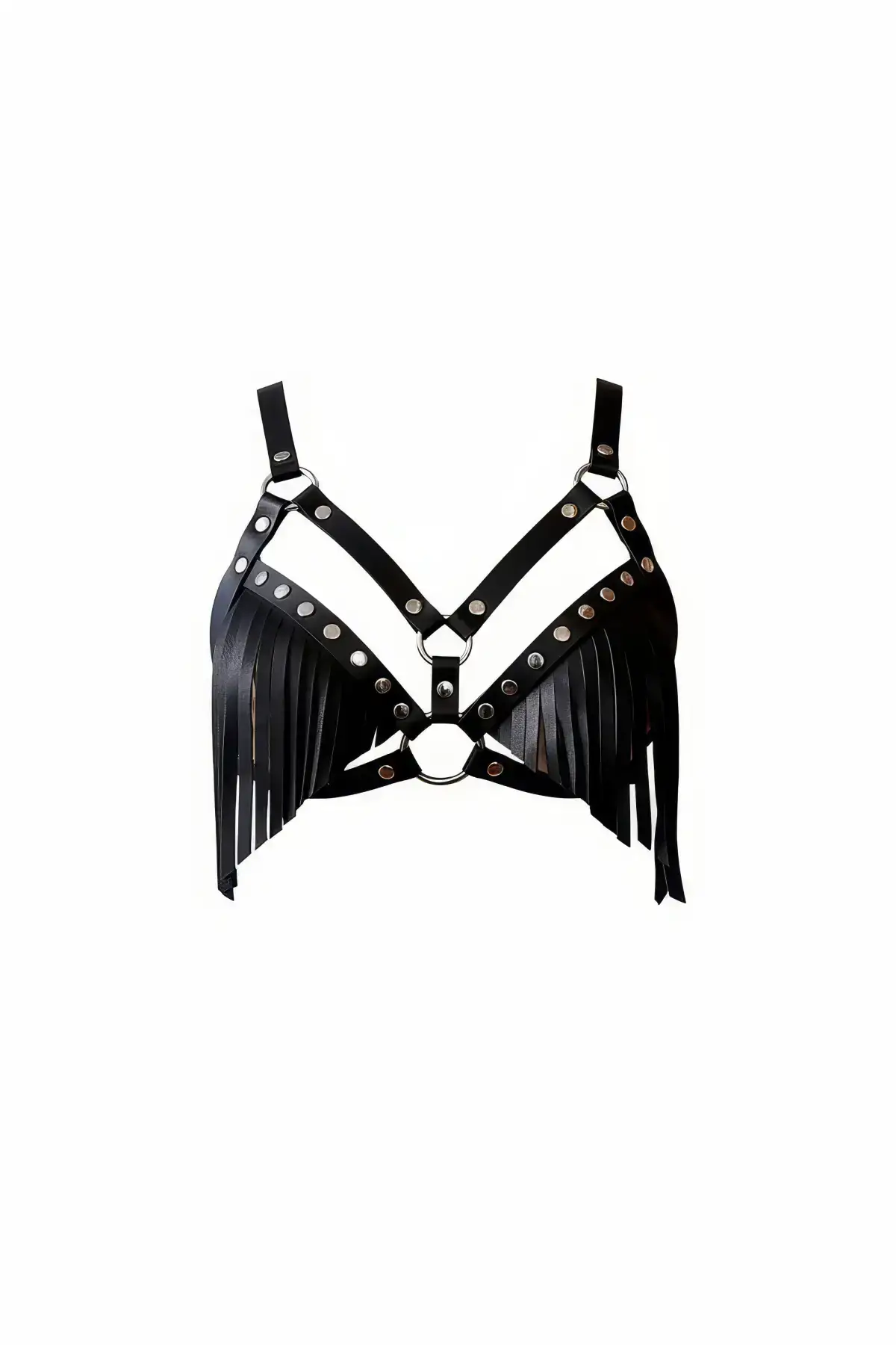 Black Women's Belt with Stud Detail and Tassel Body Accessory - SH418