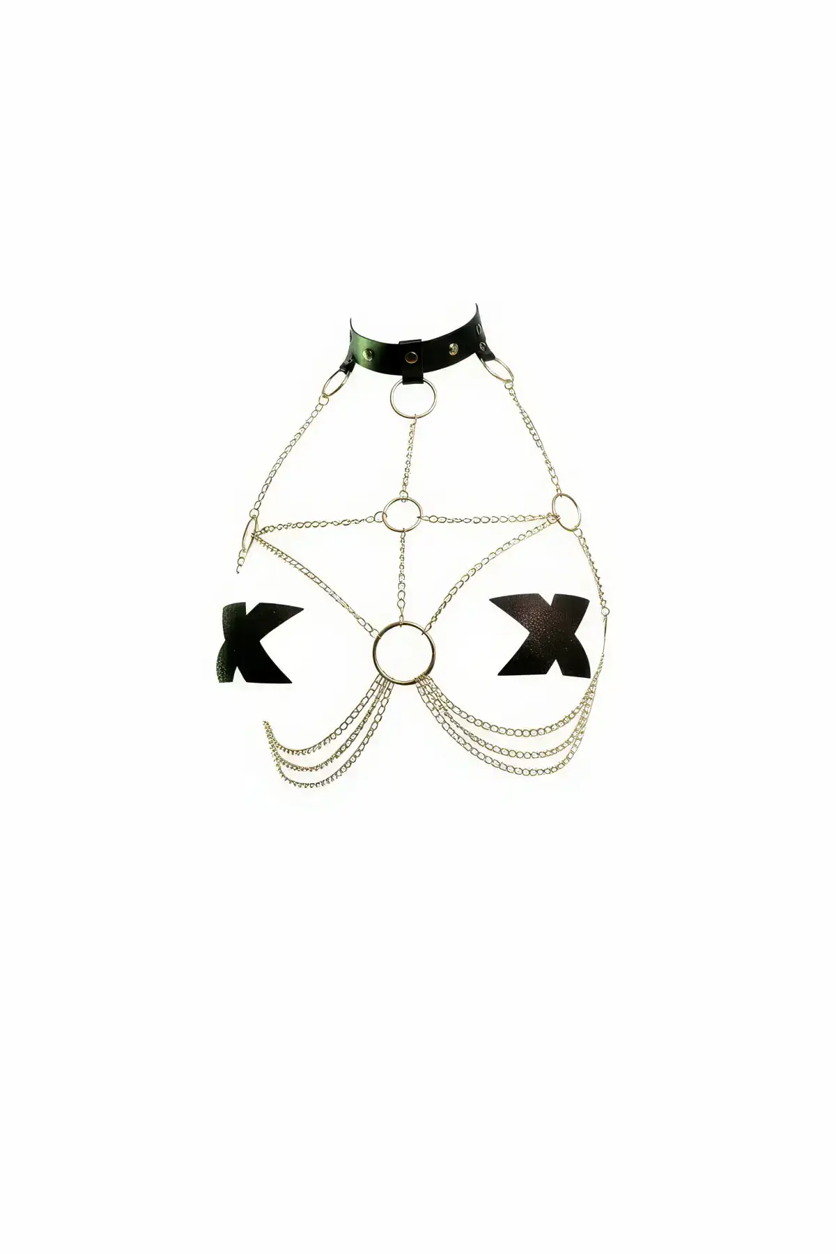 Black Women's Belt with Chain Detail Body Accessory - SH431