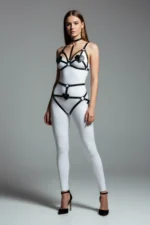 Black Harness Set with Heart Detail Leather Body Belt - SH467 - Image 2