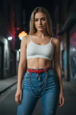 Red Women's Belt with Chain Detail Waist Accessory - SH484 - Image 4