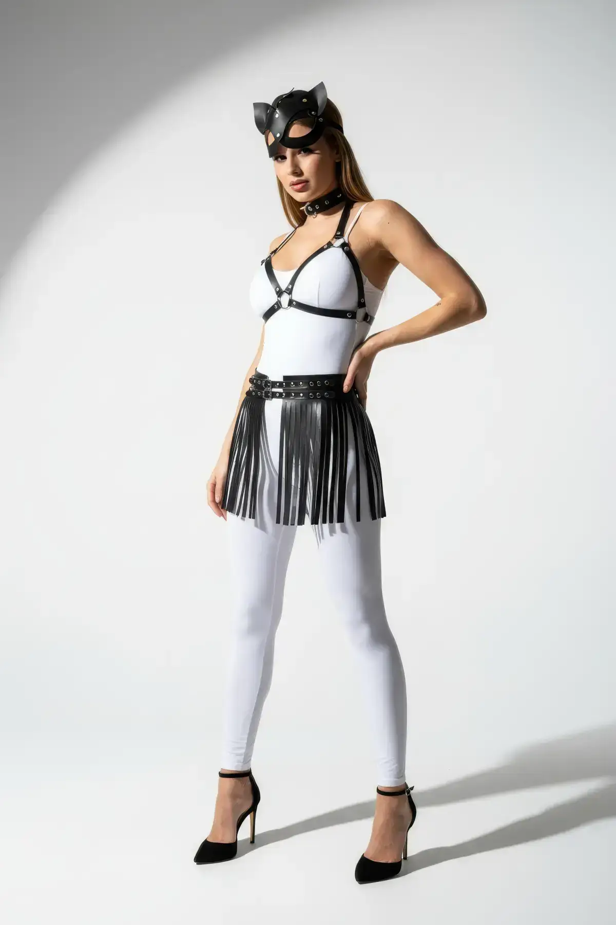 134644.webp Black Skirt, Faux Leather Skirt, Skirt with Stripe Detail, Mini Skirt - SH495 - Image 1
