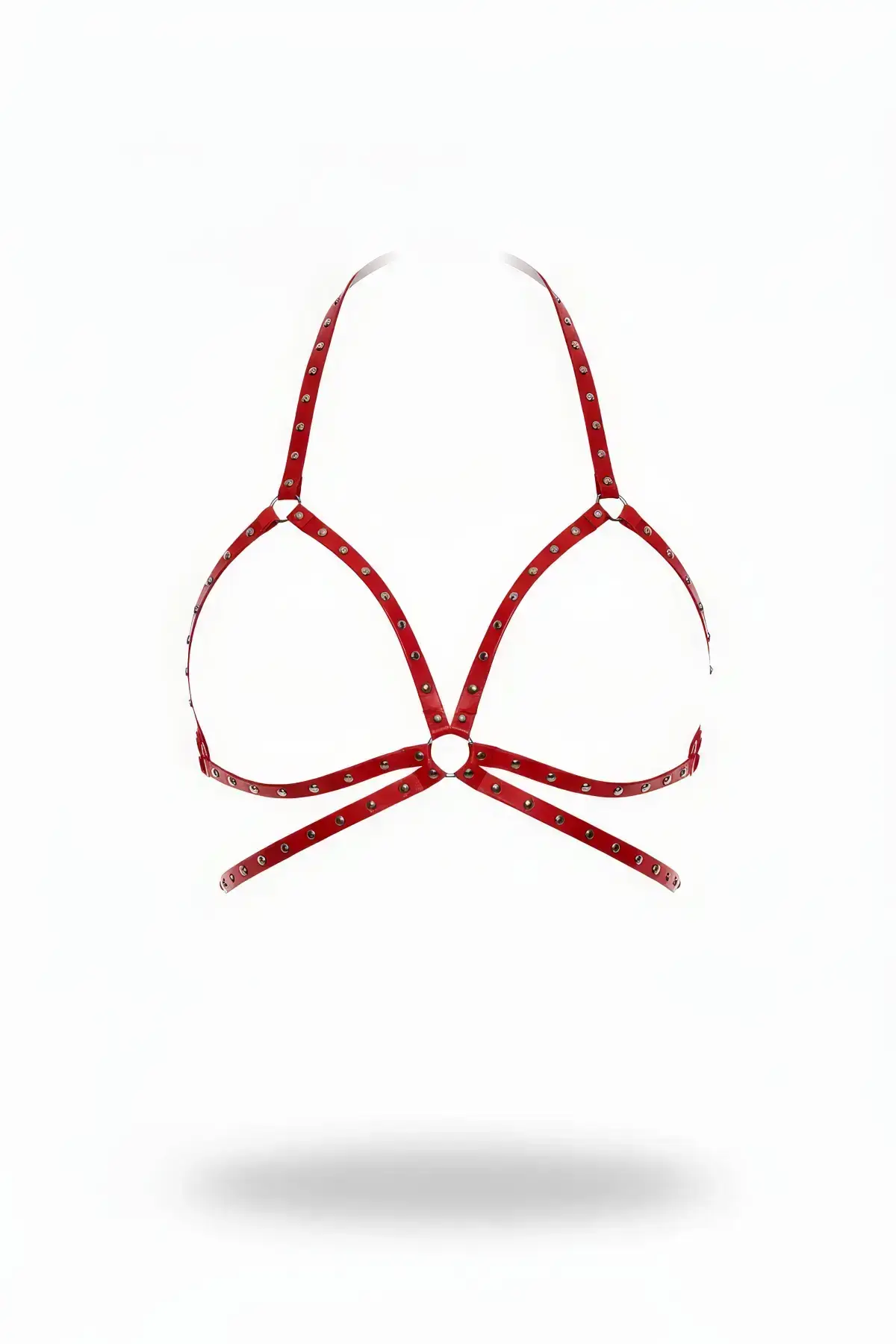 Red Chest Harness with Stud Detail Leather Body Decor - SH500