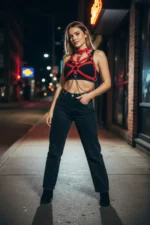 Red Women's Leather Belt with Multiple Straps Body Accessory - SH517 - Image 3