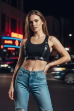 Black Women's Faux Leather Body Belt with Multiple Buckles - SH529 - Image 3