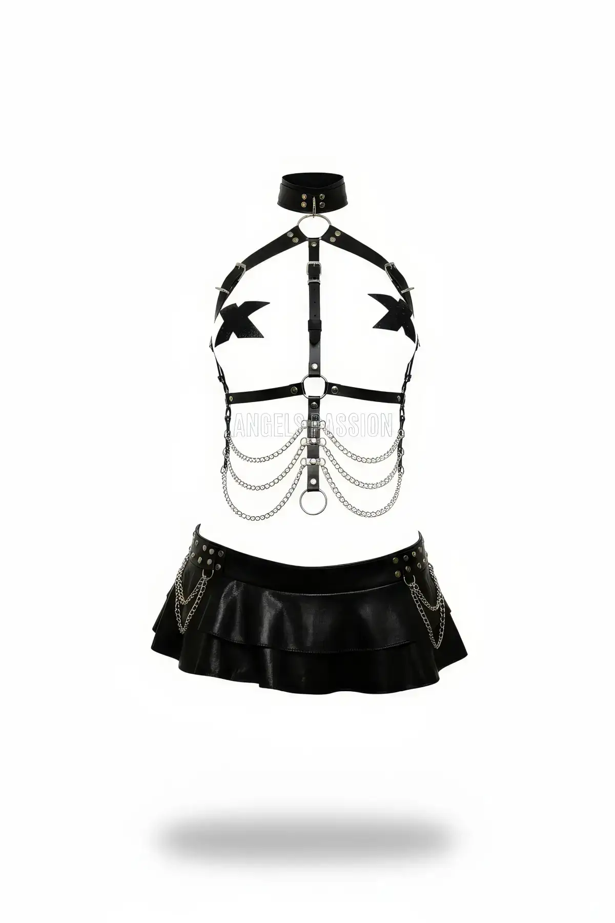 Black Women's Belt with Chain Detail Body Accessory - SH531