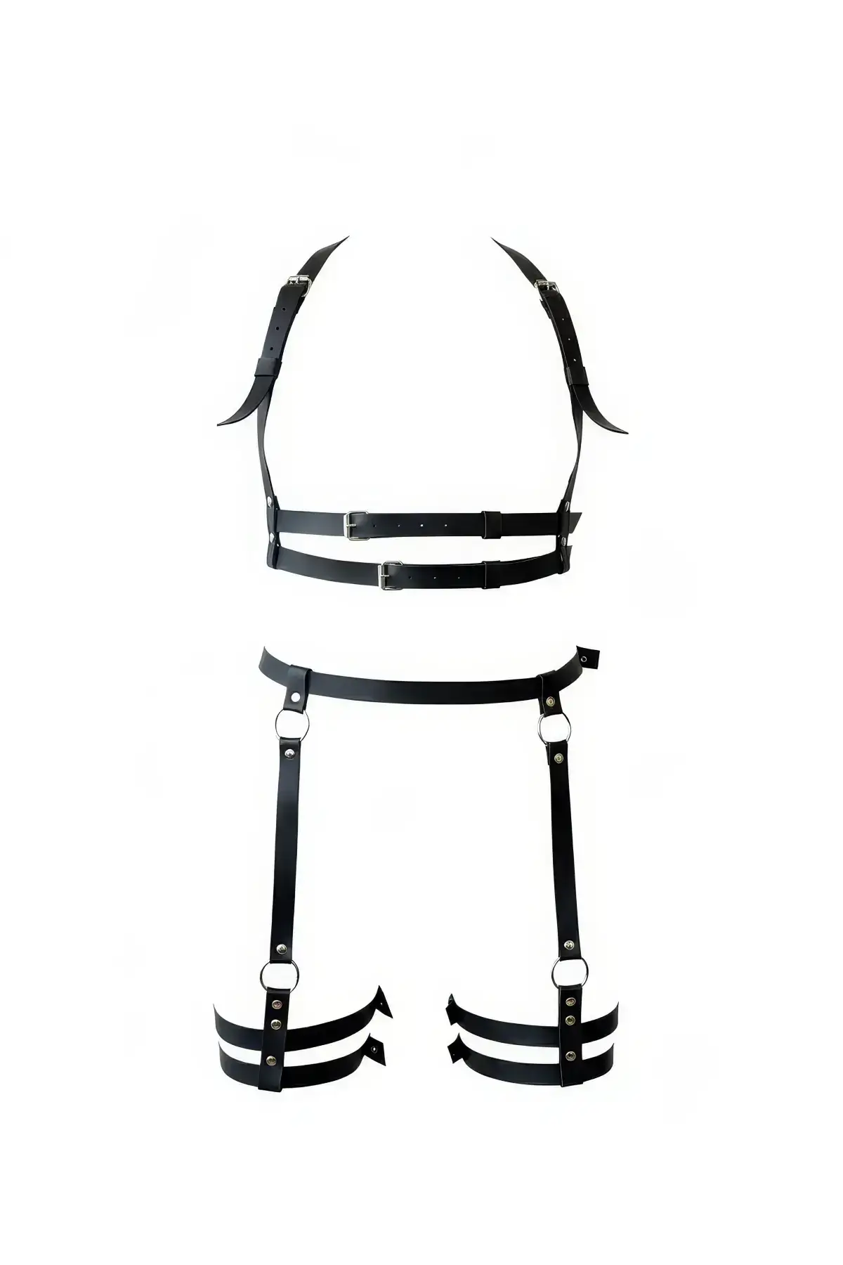 Black Garter Harness Leather Buckle Body Accessory - SH537